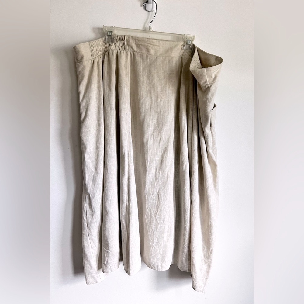 TORRID Size 4X Linen Blend MIdi Cream Button-Front Skirt - Picture 12 of 14